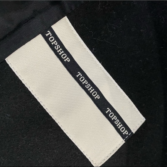 TOPSHOP Wool Blend Black Pea Coat - Picture 2 of 10